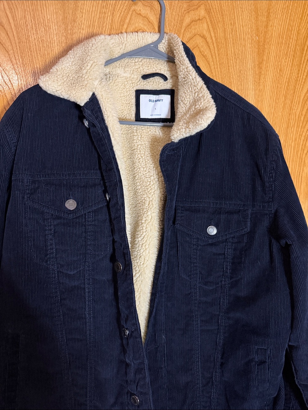 Old Navy Navy Corduroy Sherpa-Lined Pea Coat